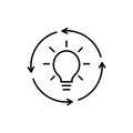 circle, arrows, bulb, initiator icon. One of business collection icons for websites, web design, mobile app eps 10