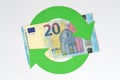 Circle arrows with euro banknote - Finance and money circulation concept