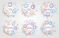 Circle arrows infographic. Business concept with 3 4 5 6 7 8 options, parts, steps or processes. Vector pie charts. Royalty Free Stock Photo