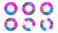 Circle arrows infographic set in modern glowing purple and blue color. Process diagram. Abstract elements of a graph Royalty Free Stock Photo