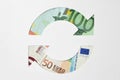 Circle arrows made of euro banknotes - Money circulation concep