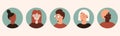 Circle the avatars with the people faces.Portraits men and women of different races.set of user profiles. Vector flat Royalty Free Stock Photo