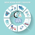 Circle baby infographic.New born baby boy fashion Royalty Free Stock Photo