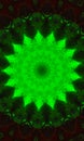 Circle background, bright green mandlala of anahata chakra. Vertical image