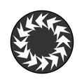 Circle badge with abstract figures vector . pagan symbols in grey circle.