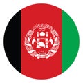Circle badge Afghanistan flag button vector illustration isolated. Patriotic sign. State in Asia. Royalty Free Stock Photo
