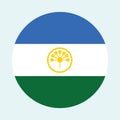 Circle badge Bashkortostan flag vector illustration isolated on white background. Russian federation territory. Royalty Free Stock Photo