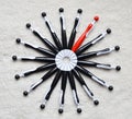 Circle of ballpoint pens Royalty Free Stock Photo