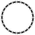 Circle barbed wire border template. Silhouette on white background. Prison fence concept Royalty Free Stock Photo