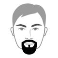 Circle Beard style men in face illustration Facial hair mustache with rounded goatee. Vector grey black portrait male Royalty Free Stock Photo