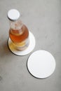 Circle beer coaster. Round mat mockup for design