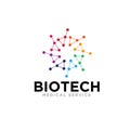 Circle bio tech molecule logo designs for medical service