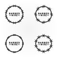Circle black barbed wire logo design vector illustration Royalty Free Stock Photo