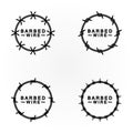 Circle black barbed wire logo design vector illustration Royalty Free Stock Photo