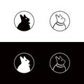 Circle black and white cat animal logo design Royalty Free Stock Photo