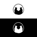 Circle black and white cat animal logo design Royalty Free Stock Photo