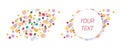 Circle blobs dots shapes text frame element vector graphic illustration, abstract color round bubbles messy pattern for copy space Royalty Free Stock Photo