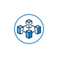 Circle with Block-Chain vector concept blue icon - Blockchain symbol