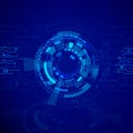 Circle blue abstract technology background. Sci fi cyberspace backdrop. Future innovation concept. Vector illustration Royalty Free Stock Photo