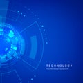 Circle blue abstract technology background. Sci fi cyberspace backdrop. Futuristic innovation concept. Vector illustration Royalty Free Stock Photo