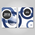 Circle blue annual report Leaflet Brochure Flyer template design, book cover layout design Royalty Free Stock Photo