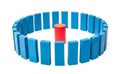 Circle of blue blocks around single red one Royalty Free Stock Photo