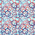 Circle blue red cyan sea rope vector line art vector seamless pattern texture background Royalty Free Stock Photo