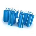 Circle of blue shopping bags