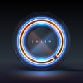 Circle blue and yellow neon lights frame