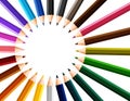 Circle border with color pencils around Royalty Free Stock Photo