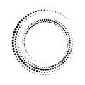 Circle border with effect halftone. Circular dot frame. Modern faded ring. Semitone shape round. Point sphere boarder. Dotted geom