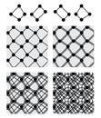 Circle box line symmetry set black seamless pattern