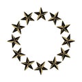 A circle of brass shiny stars