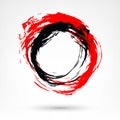 Circle brush stroke. Black and red brushstroke Royalty Free Stock Photo