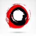 Circle brush stroke. Black and red brushstroke Royalty Free Stock Photo