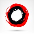 Circle brush stroke. Black and red brushstroke Royalty Free Stock Photo