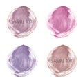 Circle brush stroke watercolor texture. Rose gold, pink, nude and purple watercolor washes. Trendy templates for banner, flyer, w