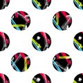 Circle brushstrokes seamless bold pattern