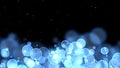 Circle bubles glow aqua blue random size with white stars on black isolated