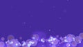 Circle bubles glow purple random size with falling white stars on dack violet screen