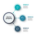 Circle business graphic elements. Business process infographics with 3 steps, parts or options. Abstract presentation