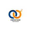 Circle business logo template with blue and orange color