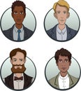 Circle business team icons set in flat style Royalty Free Stock Photo