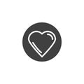 Circle button with heart vector icon