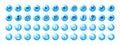 Circle buttons with blue jelly texture and icons