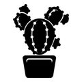 Circle cactus icon, simple style