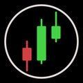 Circle with Candlestick Chart inside vector Analytics colored icon or symbol Royalty Free Stock Photo