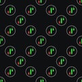 Circle with Candlestick Chart inside vector Analytics colored seamless pattern Royalty Free Stock Photo