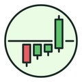 Circle with Candlestick Chart vector colored icon or sign Royalty Free Stock Photo