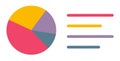 Circle chart pie diagram analysis icon vector graphic illustration, graph bar statistics research data with text flat cartoon